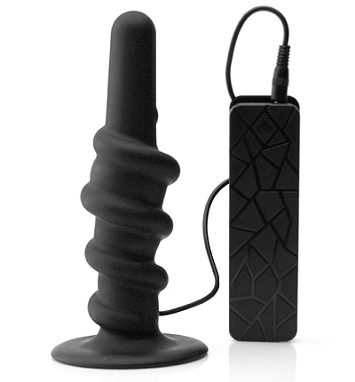 コイルバイブレーティングアナルバットプラグ　Coiled Silicone Swirl Vibrating Anal Plug with Remote